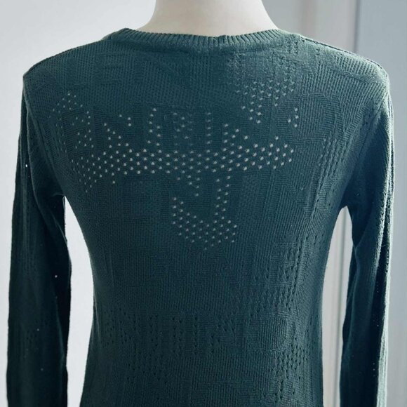 Valentino Forest Green Cotton Jacquard Knit Sweater with Surface Wear – US XS - Picture 8 of 12